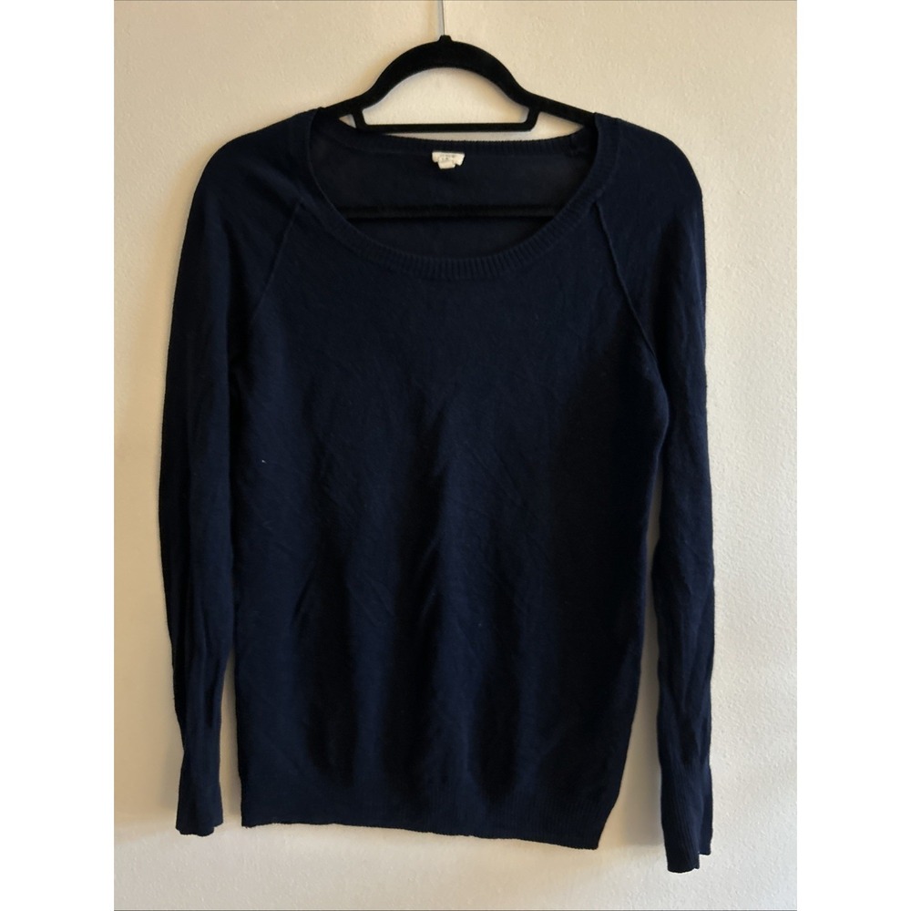 J Crew Sweater Women Small Blue Linen Cotton Crew Neck Knit Soft Girl Feminine